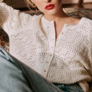 Sezane White Knit Cardigan